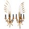 Large Italian Wheat Sheaf Wall Sconces in Gilt Metal, 1950s, Set of 2 1