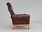 Vintage Danish Leather and Oak Highback Armchair, 1970s 4