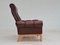 Vintage Danish Leather and Oak Highback Armchair, 1970s, Image 4