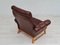 Vintage Danish Leather and Oak Highback Armchair, 1970s 5