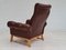 Vintage Danish Leather and Oak Highback Armchair, 1970s 6