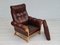 Vintage Danish Leather and Oak Highback Armchair, 1970s, Image 10