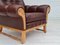 Vintage Danish Leather and Oak Highback Armchair, 1970s 9