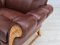 Vintage Danish Leather and Oak Highback Armchair, 1970s, Image 12