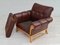 Vintage Danish Leather and Oak Armchair, 1970s, Image 8