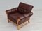 Vintage Danish Leather and Oak Armchair, 1970s, Image 3