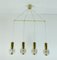 Lámparas colgantes Mid-Century modernas de vidrio y latón, años 60/70. Juego de 4, Imagen 1
