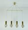 Mid-Century Modern Glass and Brass Pendant Lights, 1960s / 70s, Set of 4 1