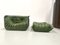 Vintage French Forest Green Leather Togo Cornerseat & Ottoman by Michel Ducaroy for Ligne Roset, 1970s, Set of 2 9