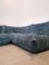 Togo Modular Sofa in Blue Corduroy with Footstool by Michel Ducaroy for Ligne Roset, 1970s, Set of 4 12