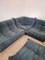 Togo Modular Sofa in Blue Corduroy with Footstool by Michel Ducaroy for Ligne Roset, 1970s, Set of 4 4
