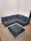 Togo Modular Sofa in Blue Corduroy with Footstool by Michel Ducaroy for Ligne Roset, 1970s, Set of 4 2