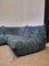 Togo Modulares Sofa aus Blauem Kord mit Fußhocker von Michel Ducaroy für Ligne Roset, 1970er, 4er Set 10