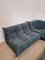 Togo Modular Sofa in Blue Corduroy with Footstool by Michel Ducaroy for Ligne Roset, 1970s, Set of 4 9