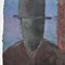Peter Arnesson, Retrato de hombre con sombrero, siglo XX, técnica mixta sobre papel, enmarcado, Imagen 3
