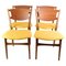 Dänische Esszimmerstühle aus Teak & Gelbem Stoff, 1960, 4er Set 1