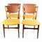 Danish Teak & Yellow Fabric Dining Chairs, 1960, Set of 4, Image 1