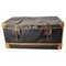 Late 19th Century French Leather Trunk with Train Labels, Image 1