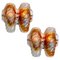 Murano Clear and Orange Glass Wall Lights, 1970s, Set of 2 1