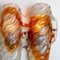 Murano Clear and Orange Glass Wall Lights, 1970s, Set of 2 9