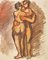 Jean Delpech, Couple, Original Watercolour, Mid-20th Century, Image 1