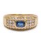 18 Karat Yellow Gold Ring with Blue Topaz and Diamonds, 1970s-1980s, Image 1