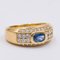 18 Karat Yellow Gold Ring with Blue Topaz and Diamonds, 1970s-1980s 2