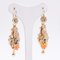 14 Karat Yellow Gold Earrings with Corals and Sapphires, Late 1800s, Set of 2 2