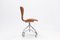 Sedia da scrivania girevole 3117 in pelle color cognac attribuita ad Arne Jacobsen per Fritz Hansen, 1960, Immagine 8