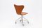 Sedia da scrivania girevole 3117 in pelle color cognac attribuita ad Arne Jacobsen per Fritz Hansen, 1960, Immagine 2
