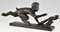 Georges Crouzat, Art Deco Faun und Eichhörnchen, 1934, Bronze 5