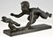 Georges Crouzat, Art Deco Faun und Eichhörnchen, 1934, Bronze 7