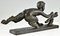 Georges Crouzat, Art Déco Faun and Squirrel, 1934, Bronce, Imagen 4