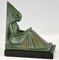 Art Deco Bookends Reading Medieval Ladies by Max Le Verrier, France, 1930, Set of 2 6