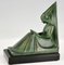 Art Deco Bookends Reading Medieval Ladies by Max Le Verrier, France, 1930, Set of 2 5