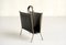Magazine Rack in Black Leather by Jacques Adnet, France, 1950, Image 1