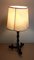 Vintage Brutalist Table Lamp with Black Iron Foot & Cream Parchment Shield, 1970s 4