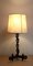 Vintage Brutalist Table Lamp with Black Iron Foot & Cream Parchment Shield, 1970s 3