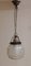 Kleine deutsche Deckenlampe mit Messinghalterung & matt verziertem Glasschirm, 1900er 3