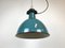 Industrial Green Enamel Factory Lamp with Cast Iron Top, 1960s 7