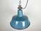 Industrial Blue Enamel Factory Lamp with Cast Iron Top, 1960s 6