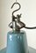 Industrial Blue Enamel Factory Lamp with Cast Iron Top, 1960s 8
