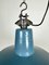 Industrial Blue Enamel Factory Lamp with Cast Iron Top, 1960s 3