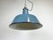 Industrielle Fabriklampe aus blauer Emaille mit Gusseisenplatte, 1960er 7