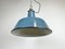 Lampada industriale smaltata blu con ripiano in ghisa, anni '60, Immagine 7
