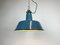 Industrial Blue Enamel Factory Lamp with Cast Iron Top, 1960s, Image 9