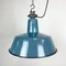 Industrielle Fabriklampe aus blauer Emaille mit Gusseisenplatte, 1960er 2