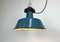 Industrielle Fabriklampe aus blauer Emaille mit Gusseisenplatte, 1960er 9