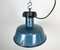 Industrielle Fabriklampe aus blauer Emaille mit Gusseisenplatte, 1960er 7