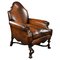 Antique English Victorian Wing Back Armchair in Hand Dyed Leather 1